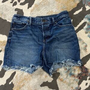 Express Mid Rise Medium Wash Blue Jean Shorts with Raw Hem - NWOT